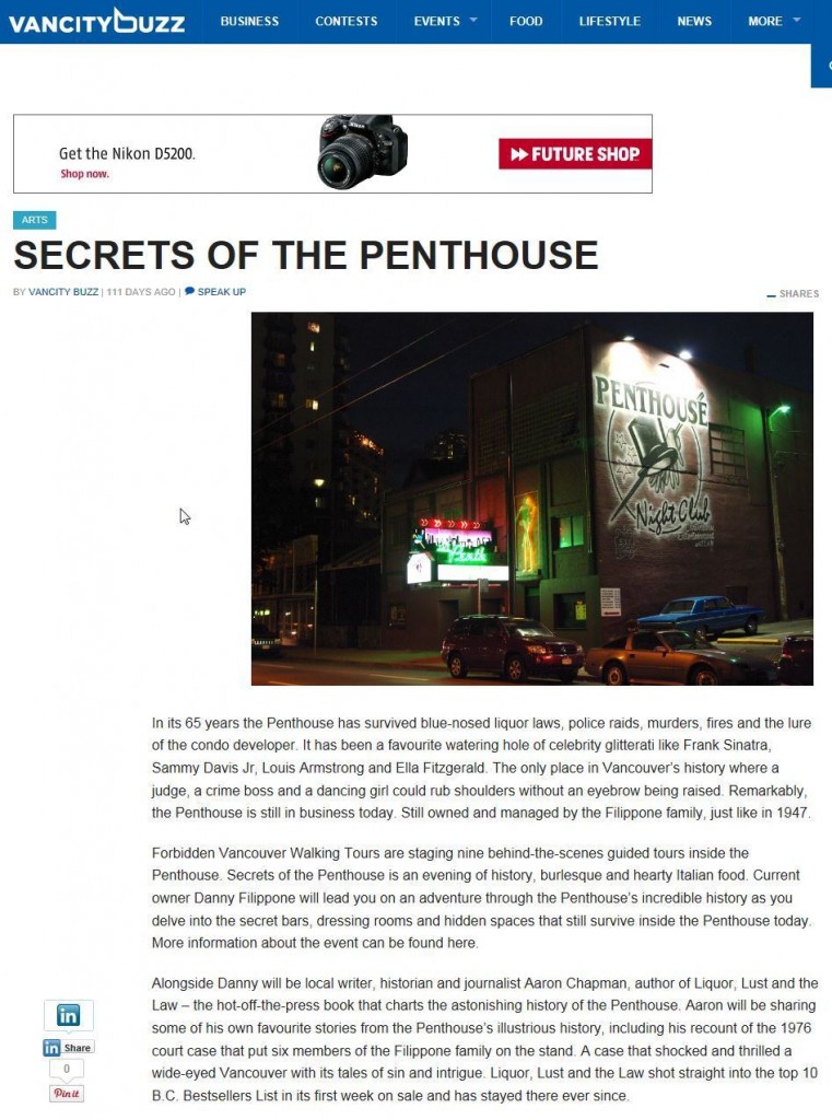 Vancity Buzz covers Secrets of the Penthouse 1 Secrets of the Penthouse Strip Club Vancouver BC