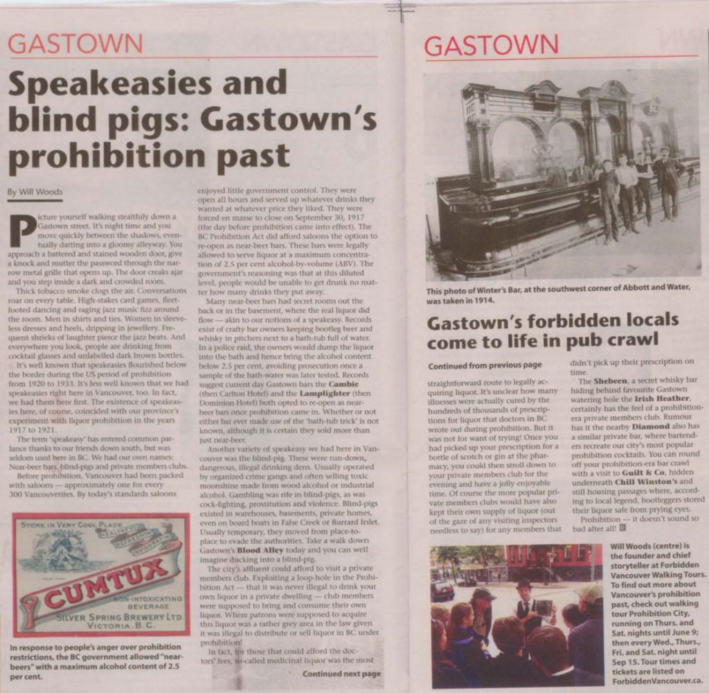Westender article clipping - prohibition in Vancouver