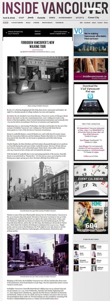 inside vancouver article clipping