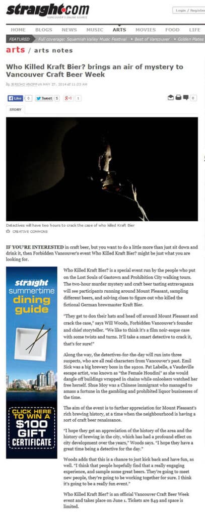 Kraft Bier in the Georgia Straight 1 Who Killed Kraft Bier in the Georgua Straight