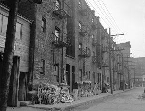 history prostitution Shanghai Alley tenements in the 1940s. Photo by Don Coltman, City of Vancouver Archives #586-4593
