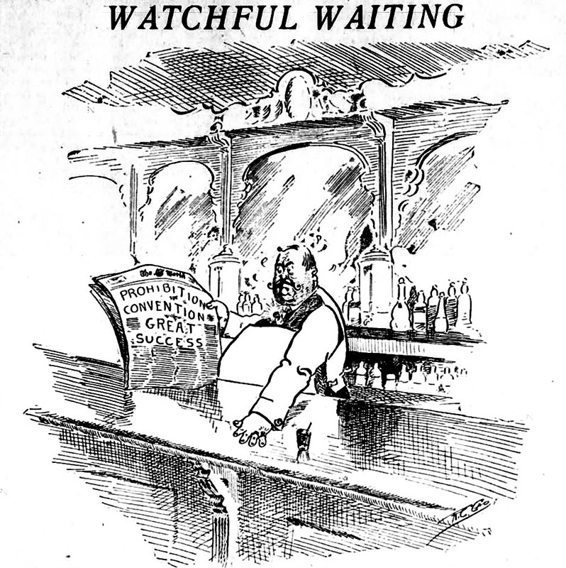 “Watchful Waiting,” editorial cartoon from the Daily World, 27 August 1915.