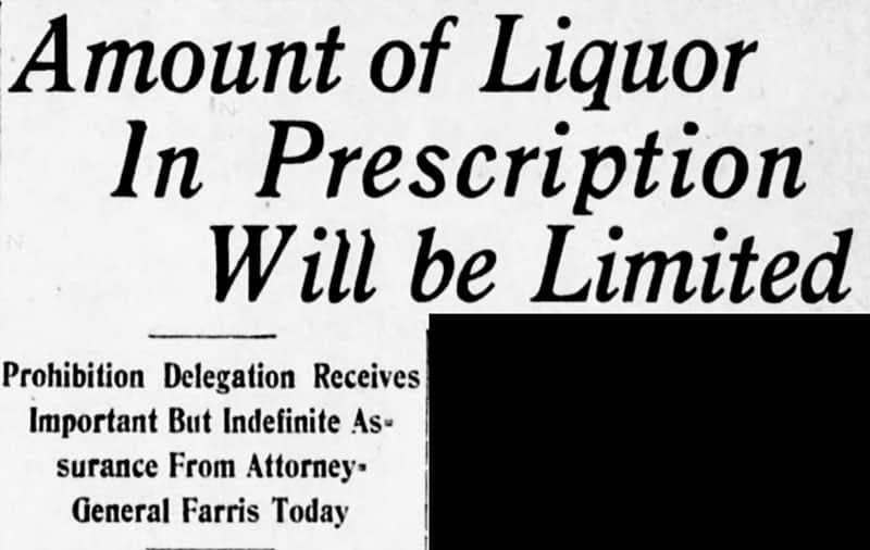 The prohibition act was tweaked to address the prescription issue, but it was too late to save prohibition. Daily World, 19 February 1920.