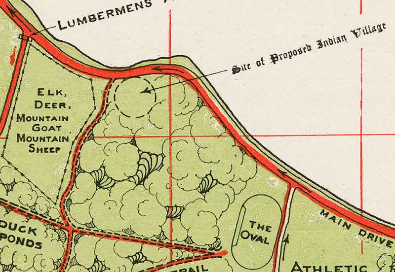 5 Secret Stories from Stanley Park 4 Detail of 1923 Stanley Park map showing the site of the proposed “Indian village.” City of Vancouver Archives #LEG1319.007.
