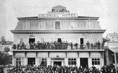 Dominion Day celebration in New Westminster, 1878. Photo by French, City of Vancouver Archives #677-452.