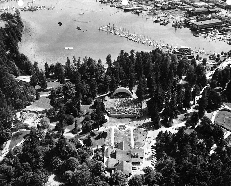 Aerial view of Malkin Bowl, 1953. Photo by Charles Spurgeon Jones, City of Vancouver Archives #392-34.1.