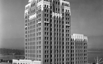 The Marine Building in 1947. Photo by Leonard Frank, City of Vancouver Archives #Bu P346