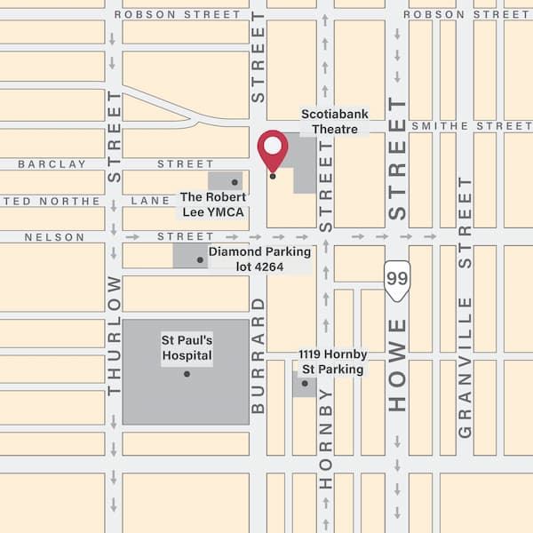 A map of the Really Gay History Tour meeting space, showing the spot in front of Trees Organic Coffee