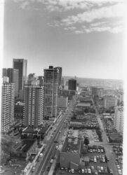 Want to take a Self-Guided Walking Tour of Downtown Vancouver? 2 Robson St. from Sheraton Landmark - City of Vancouver Archives #2008-127.06524
